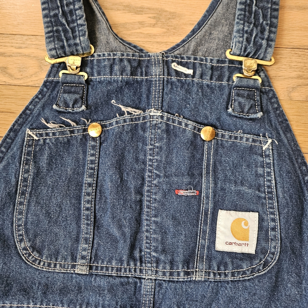 Vintage Carhartt Denim Overalls 38x30 USA Made Distressed Workwear 90s